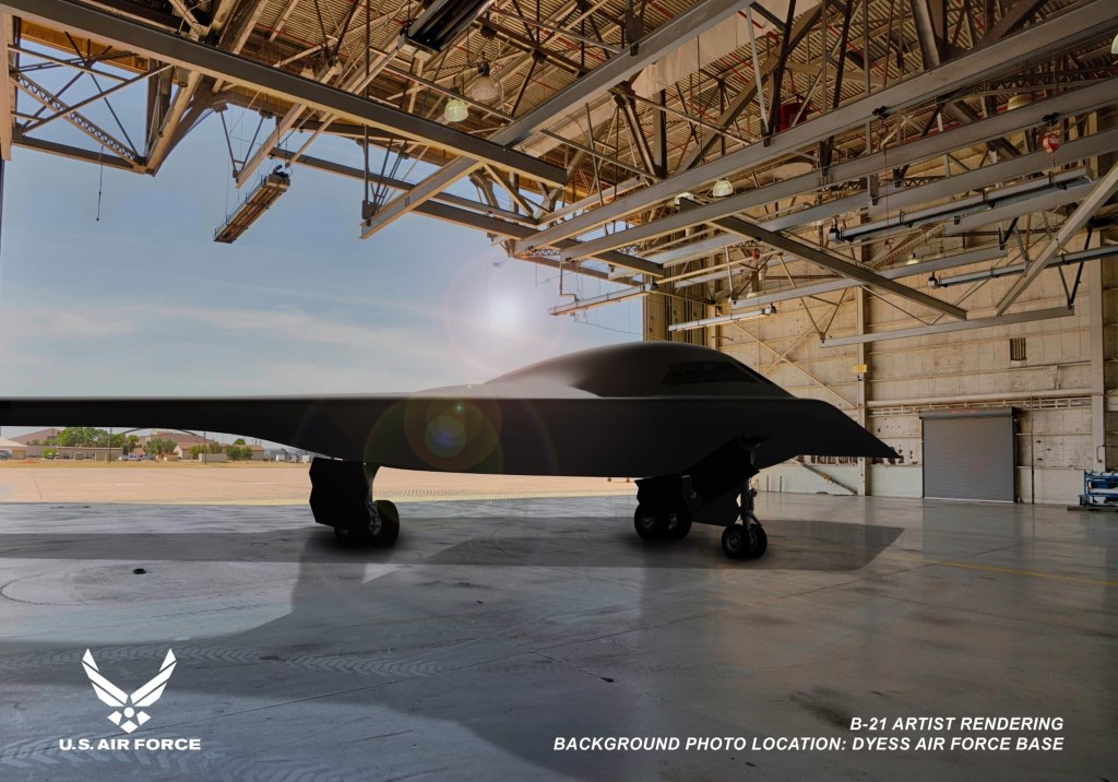 B-21 in a hangar at Dyess Air Force Base, Texas