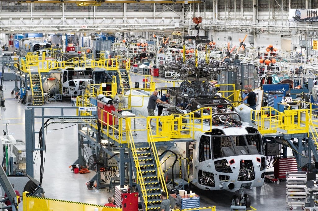 The CH-53K production line in Stratford, Connecticut