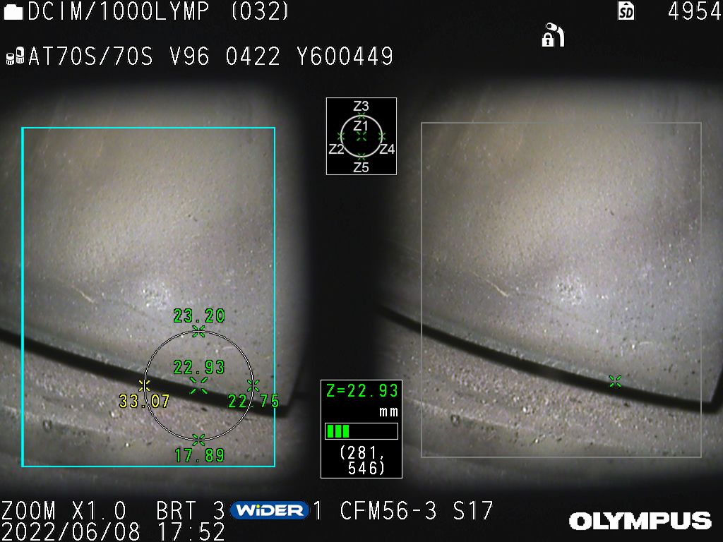 Figure 1: adjusting the scope tip angle to position the blade root closer to the scope helps correct the composition error between the left and right stereo images