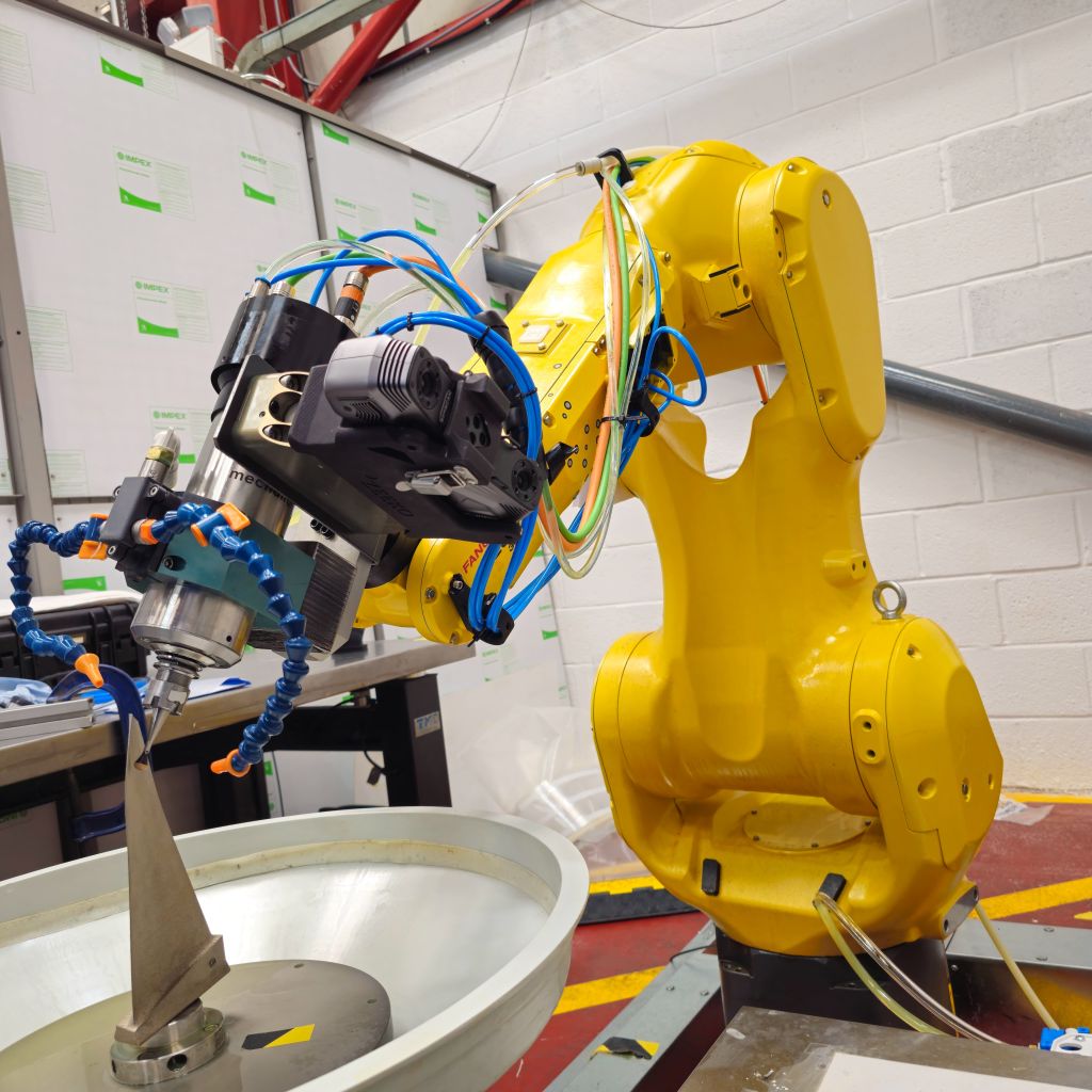 Zeeko’s robot cell grinds and polishes critical components such as AM blades