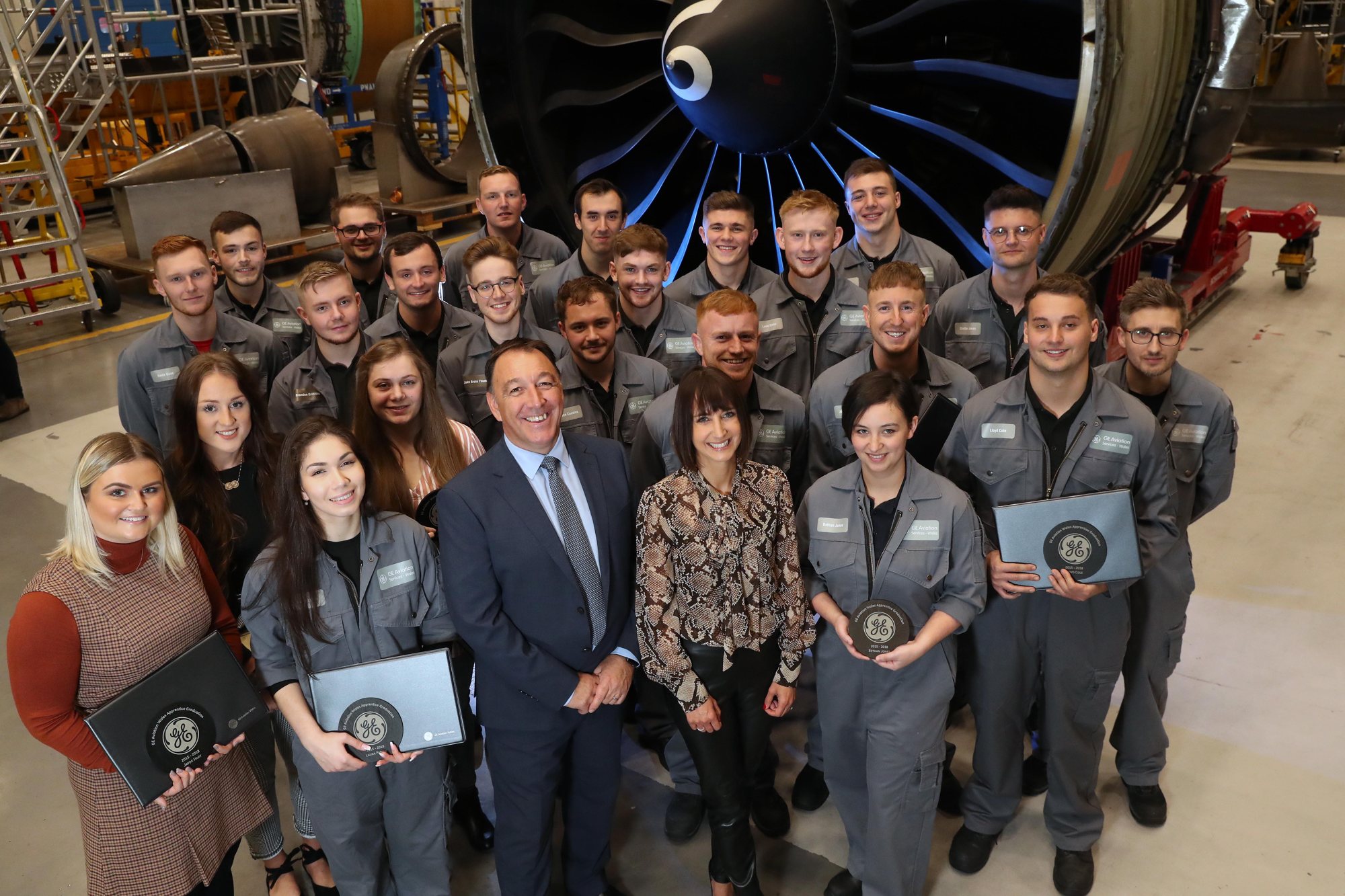 Graduating apprentices join GE Aviation Wales