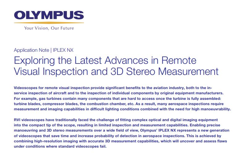 Exploring the latest advances in remote visual inspection and 3D stereo measurement